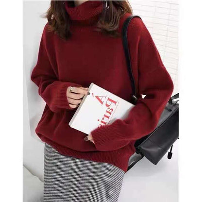 Women’s Turtleneck Sweatshirt – Oversized Knit – Drawstring Hem – Long Sleeve Casual Fit