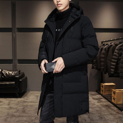 Men’s Long Jacket – Quilted Insulation – Hooded – Ribbed Cuffs – Regular Fit