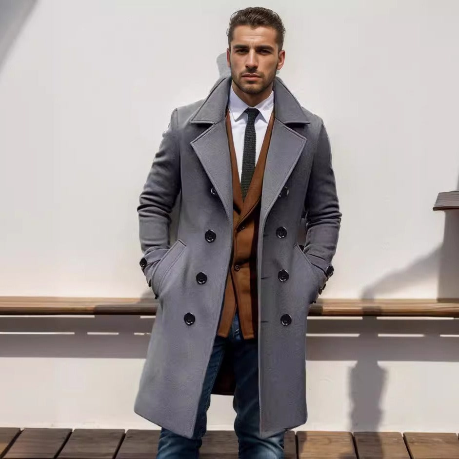 Men’s Trench Coat – Wool Blend – Tailored Regular Fit – Double-Breasted – Notched Lapels