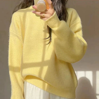 Women’s Pullover Sweater – Soft Knit – Oversized Fit – Ribbed Trim – Hip Length Casual
