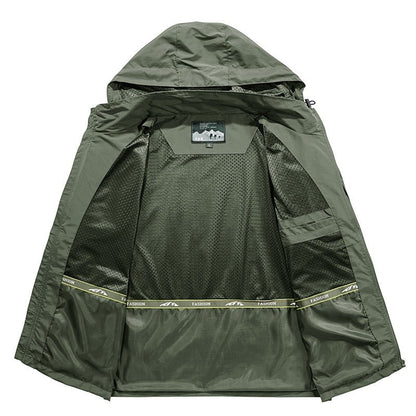 Men’s Outdoor Jacket – Lightweight Quick-Dry – Hooded Loose Fit – Multi-Pocket