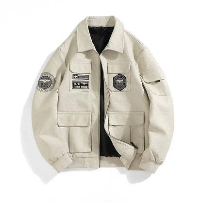 Men’s Bomber Jacket – Slim Fit – Embroidered Patches – Ribbed Trim – Utility Pockets