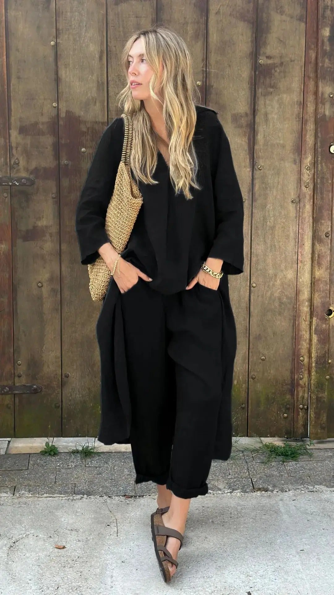 Cotton & Hemp V-Neck Set
