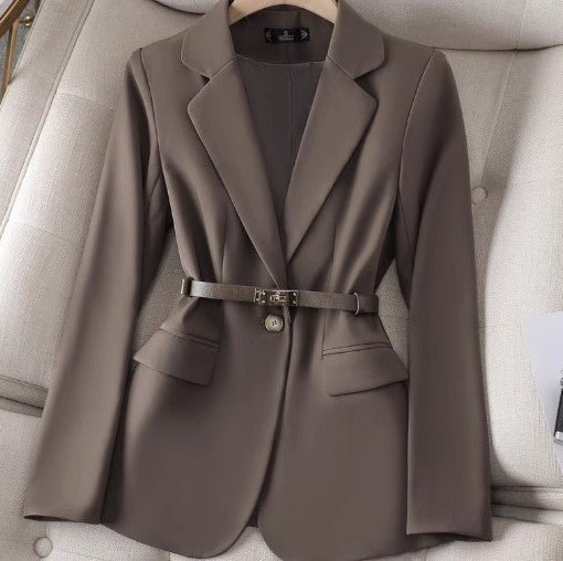 Women’s Blazer – Tailored Fit – Belted Waist – Wool Blend – Long Sleeve Formal Wear