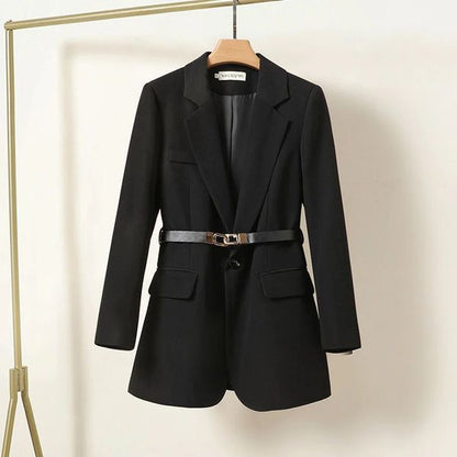 Women’s Blazer – Tailored Fit – Belted Waist – Wool Blend – Long Sleeve Formal Wear