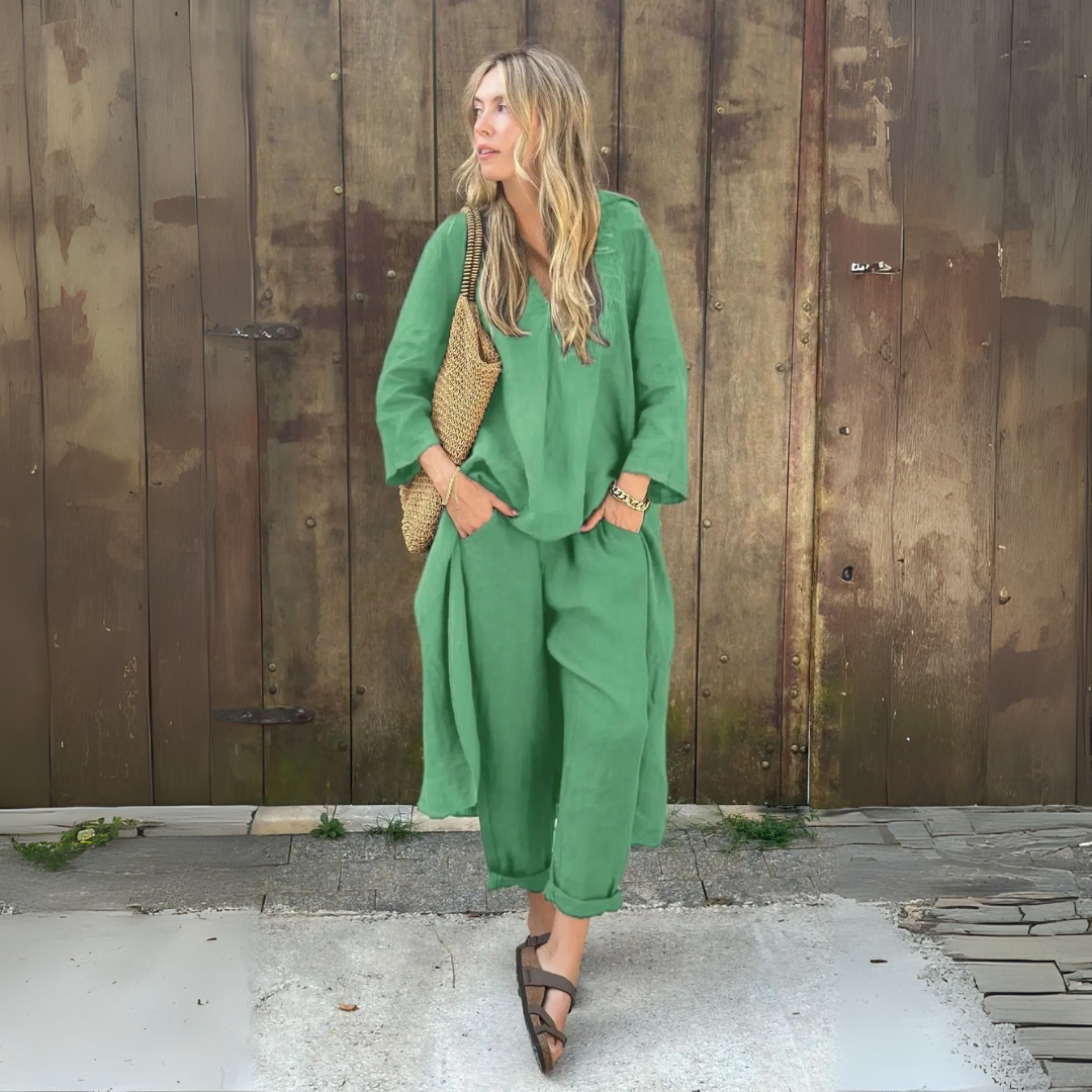 Cotton & Hemp V-Neck Set