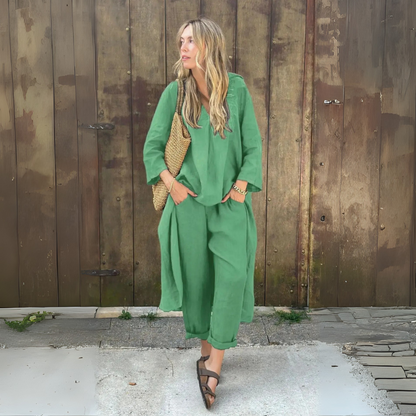 Cotton & Hemp V-Neck Set