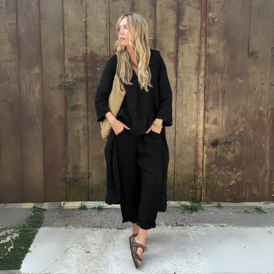 Cotton & Hemp V-Neck Set