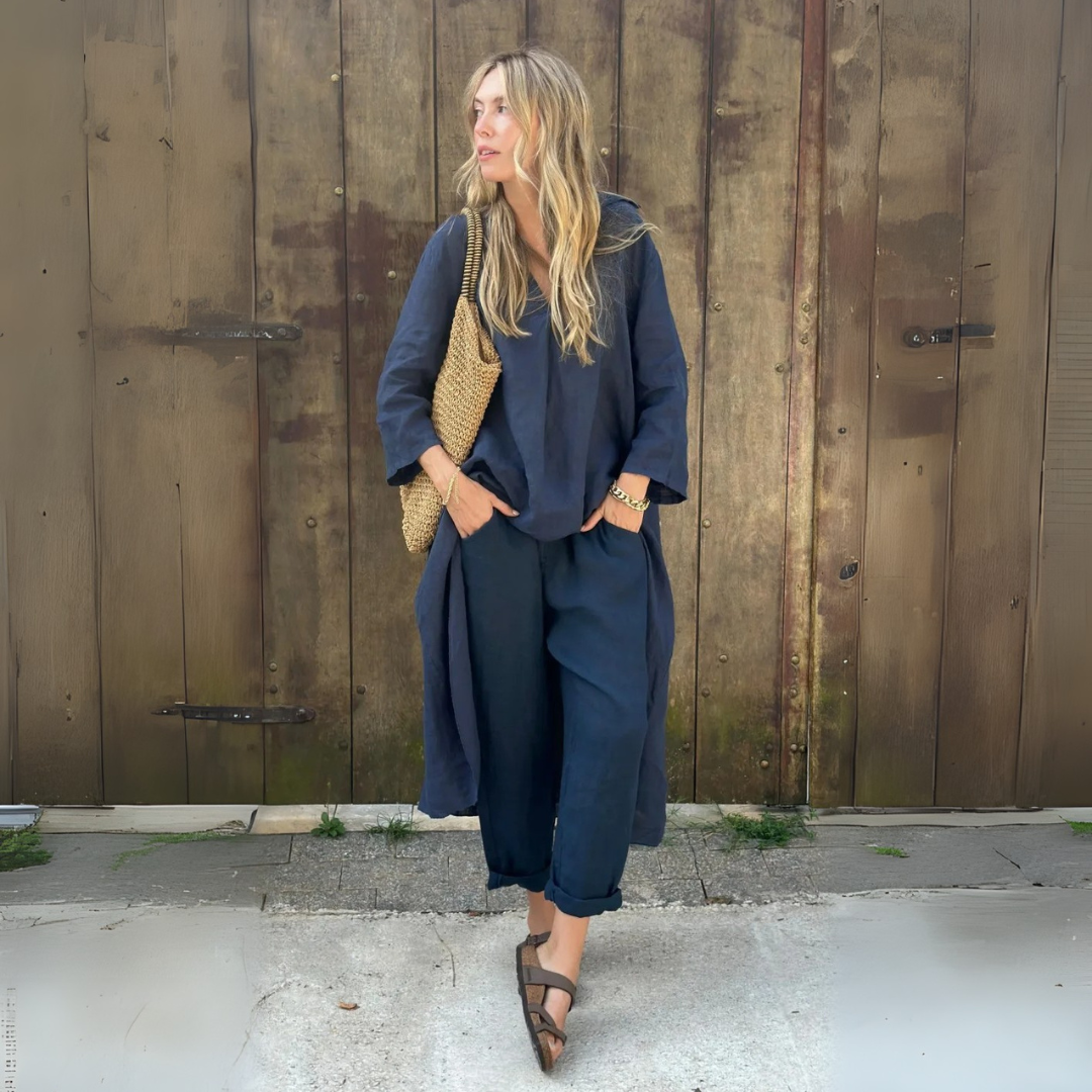 Cotton & Hemp V-Neck Set