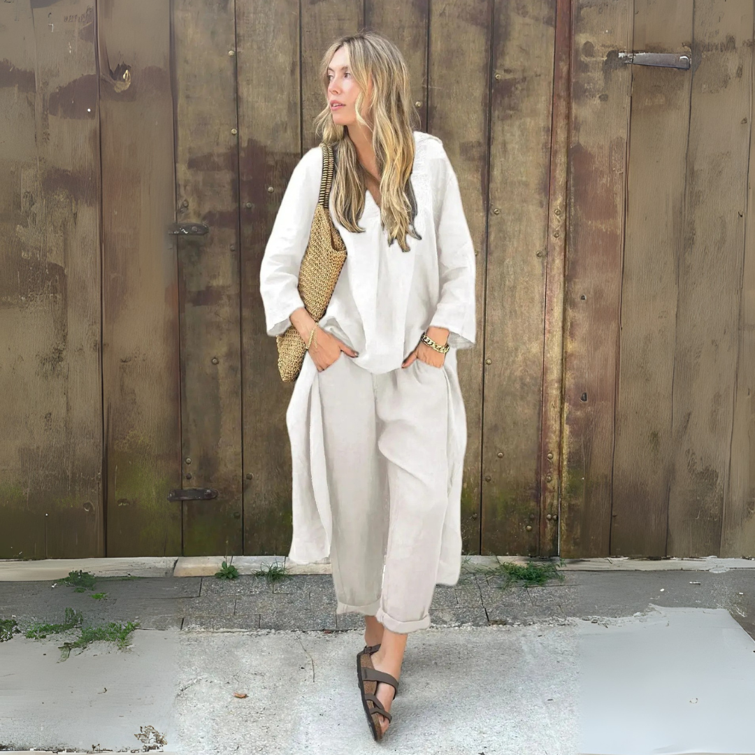Cotton & Hemp V-Neck Set