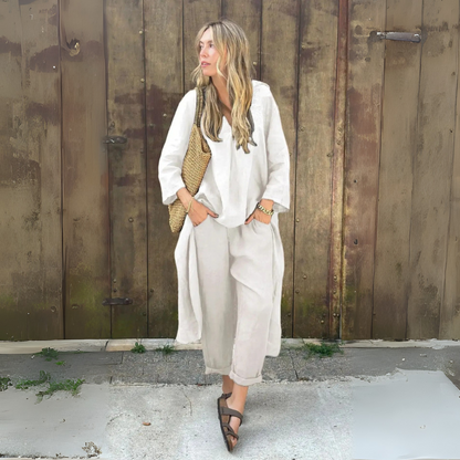 Cotton & Hemp V-Neck Set