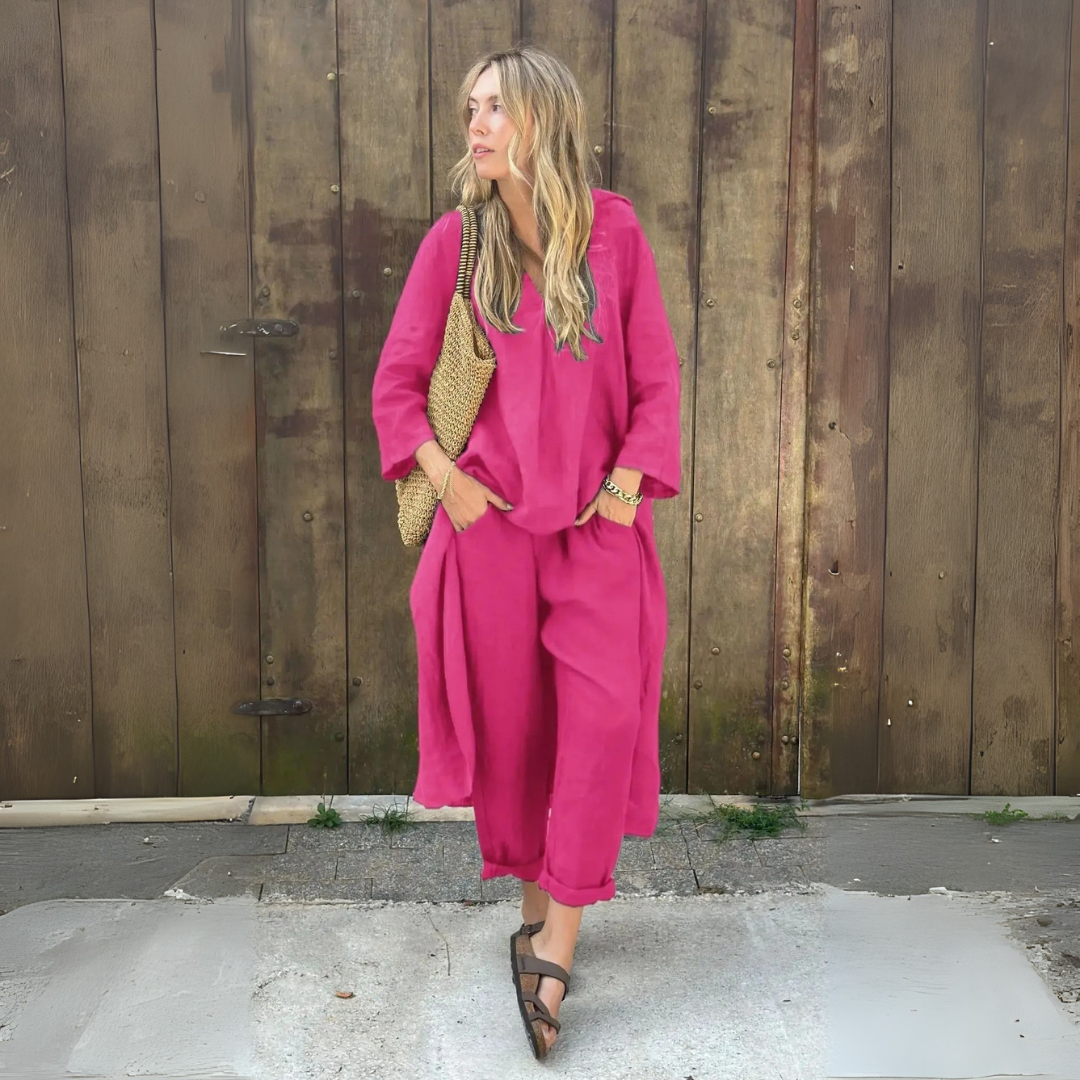 Cotton & Hemp V-Neck Set
