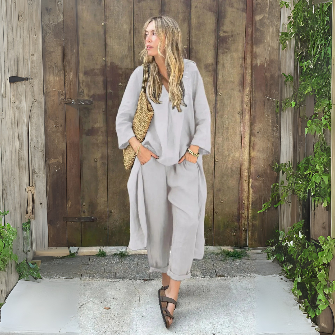 Cotton & Hemp V-Neck Set