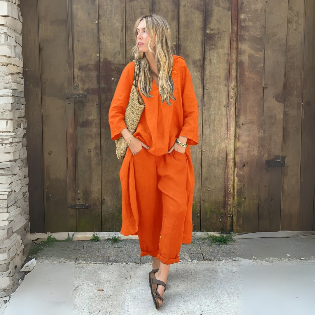 Cotton & Hemp V-Neck Set